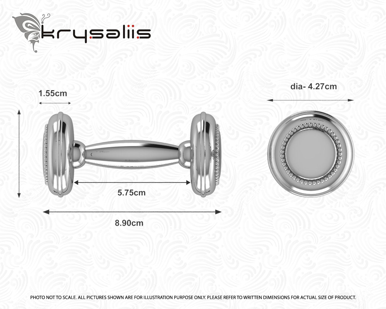 Krysaliis Sterling Silver Dumbbell Rattle -  Beaded