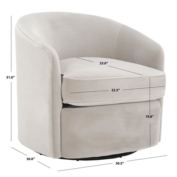 Lesley Swivel Barrel Accent Chair in Light Gray