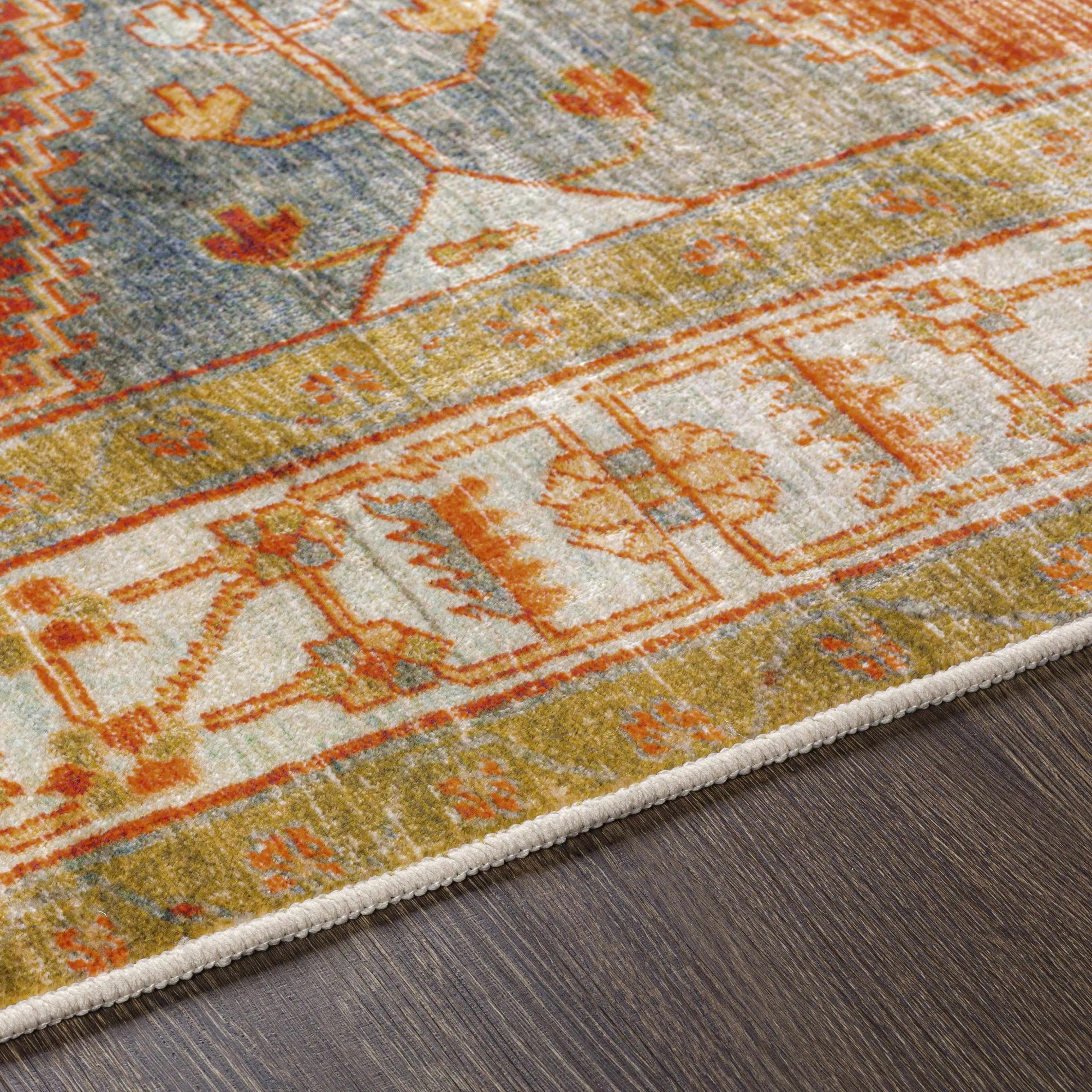 Kullar Orange Washable Area Rug