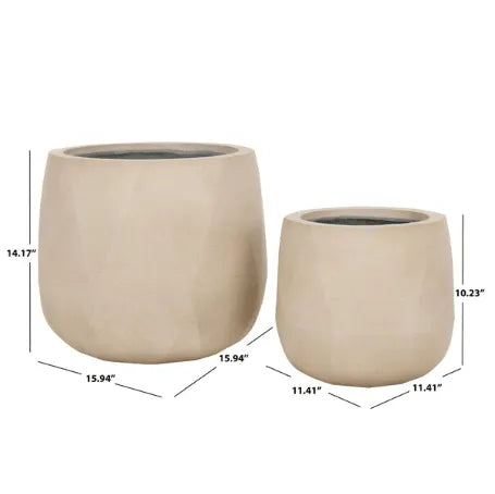 Safavieh Kane Planter Pot in Beige with Diamond Design Set of 2