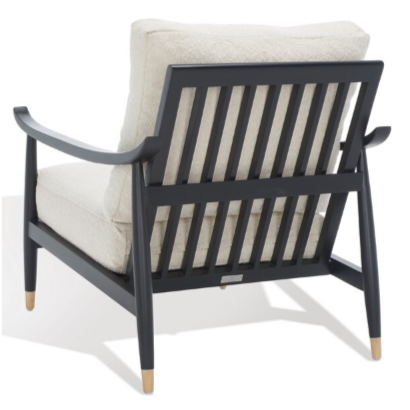 Safavieh Kiara Mahogany Frame Accent Chair in Beige/Black