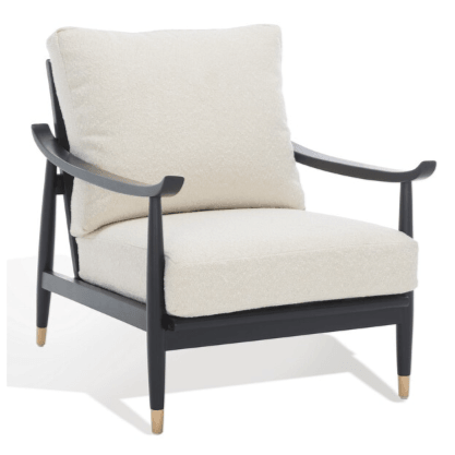 Safavieh Kiara Mahogany Frame Accent Chair in Beige/Black