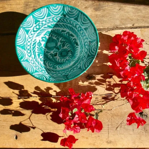 Large bowl with hand painted designs