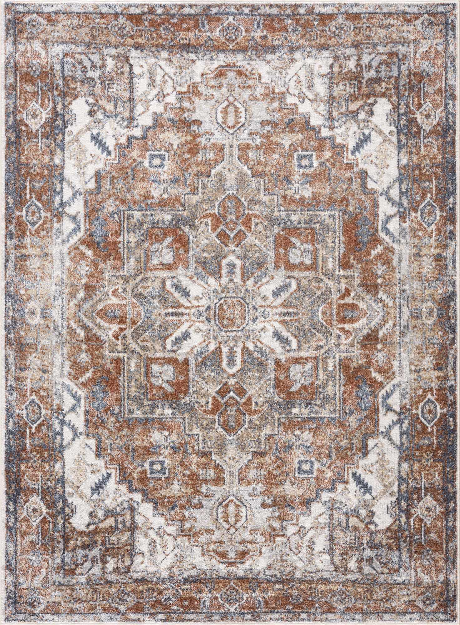 Hera Polyester Rug in Rust