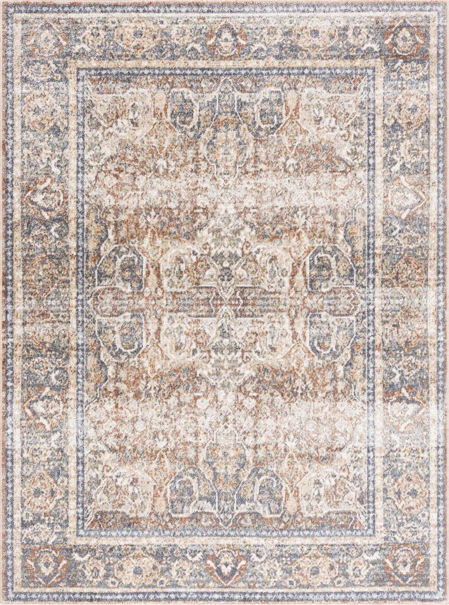 Arias Beige Blue Washable Area Rug