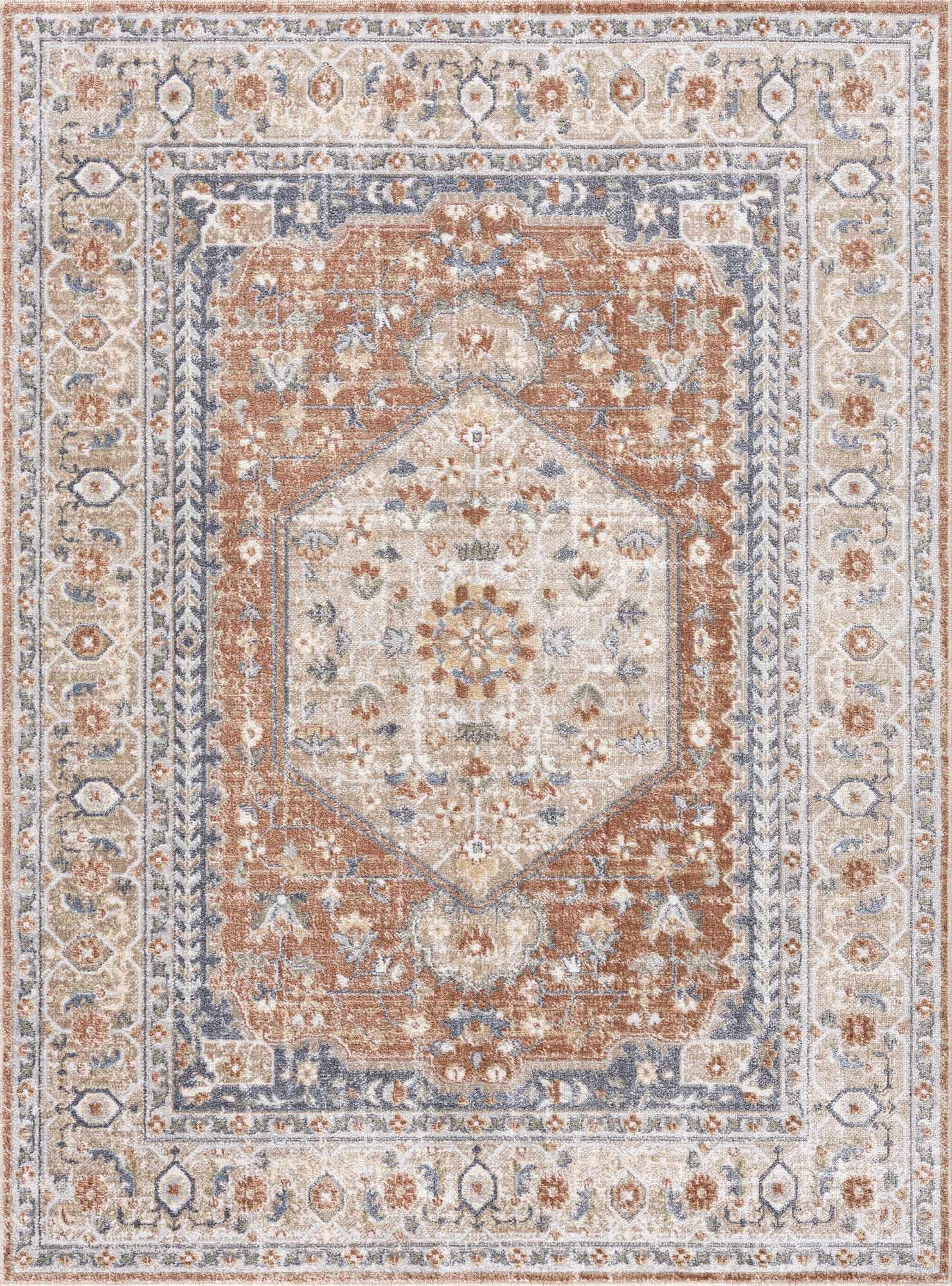 Gael Rust Polyester Area Rug