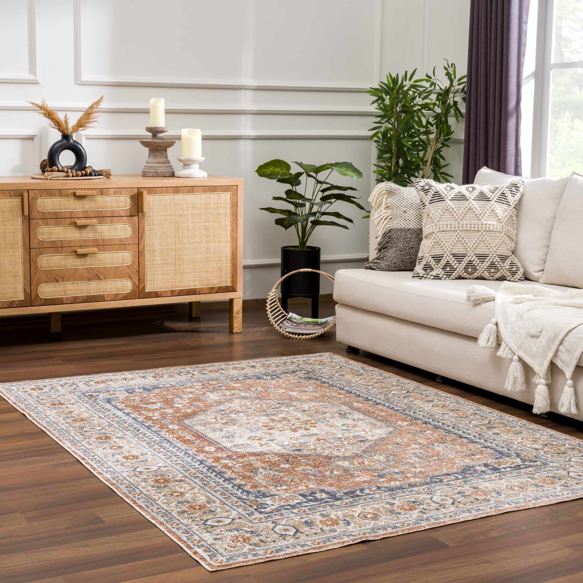 Gael Rust Polyester Area Rug