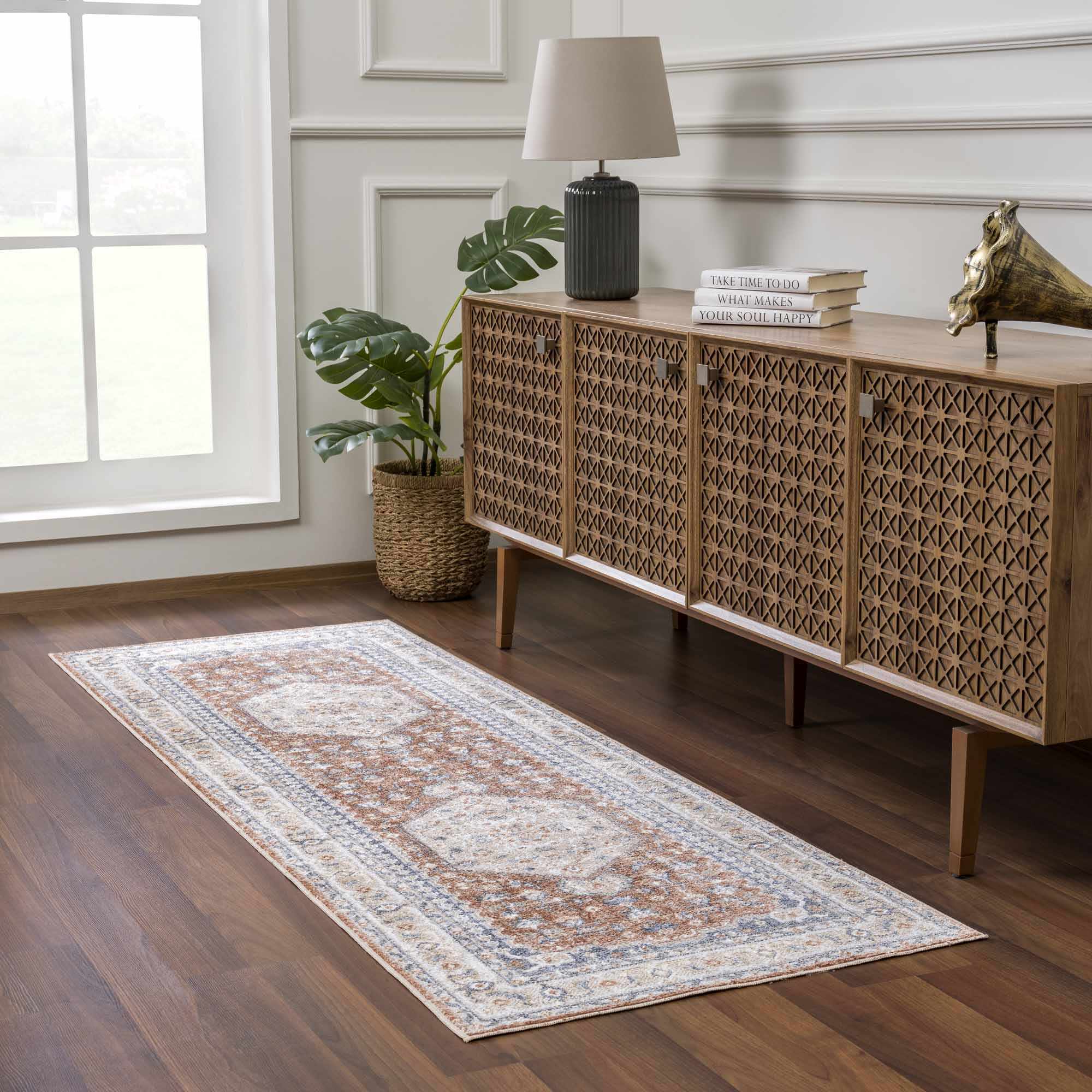 Gael Rust Polyester Area Rug