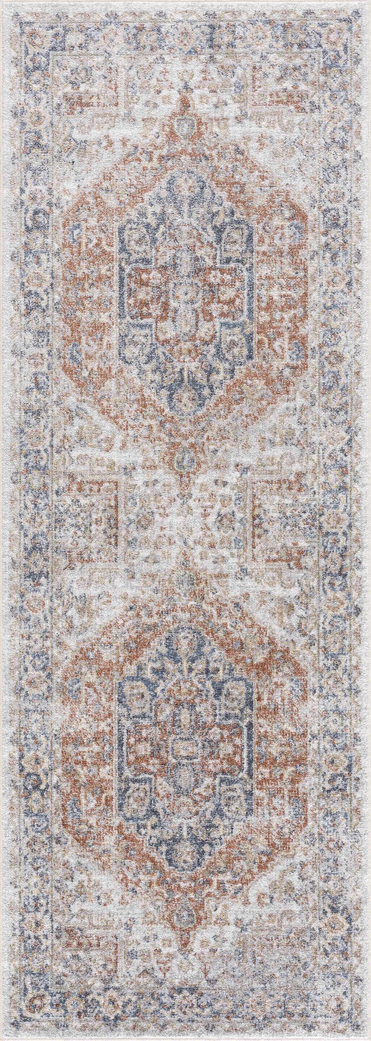 Akram Gray & Orange Polyester Area Rug