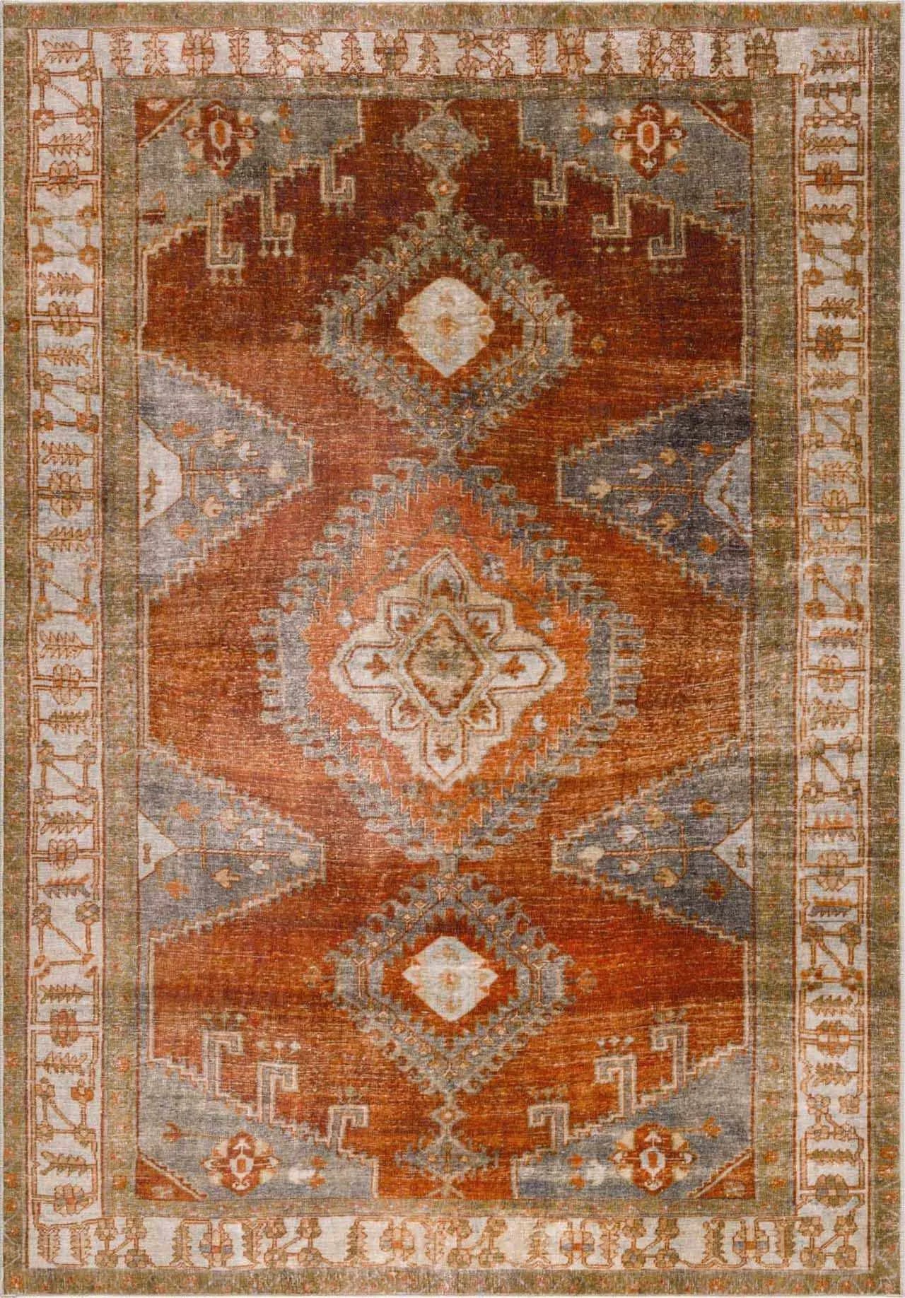 Kullar Orange Washable Area Rug