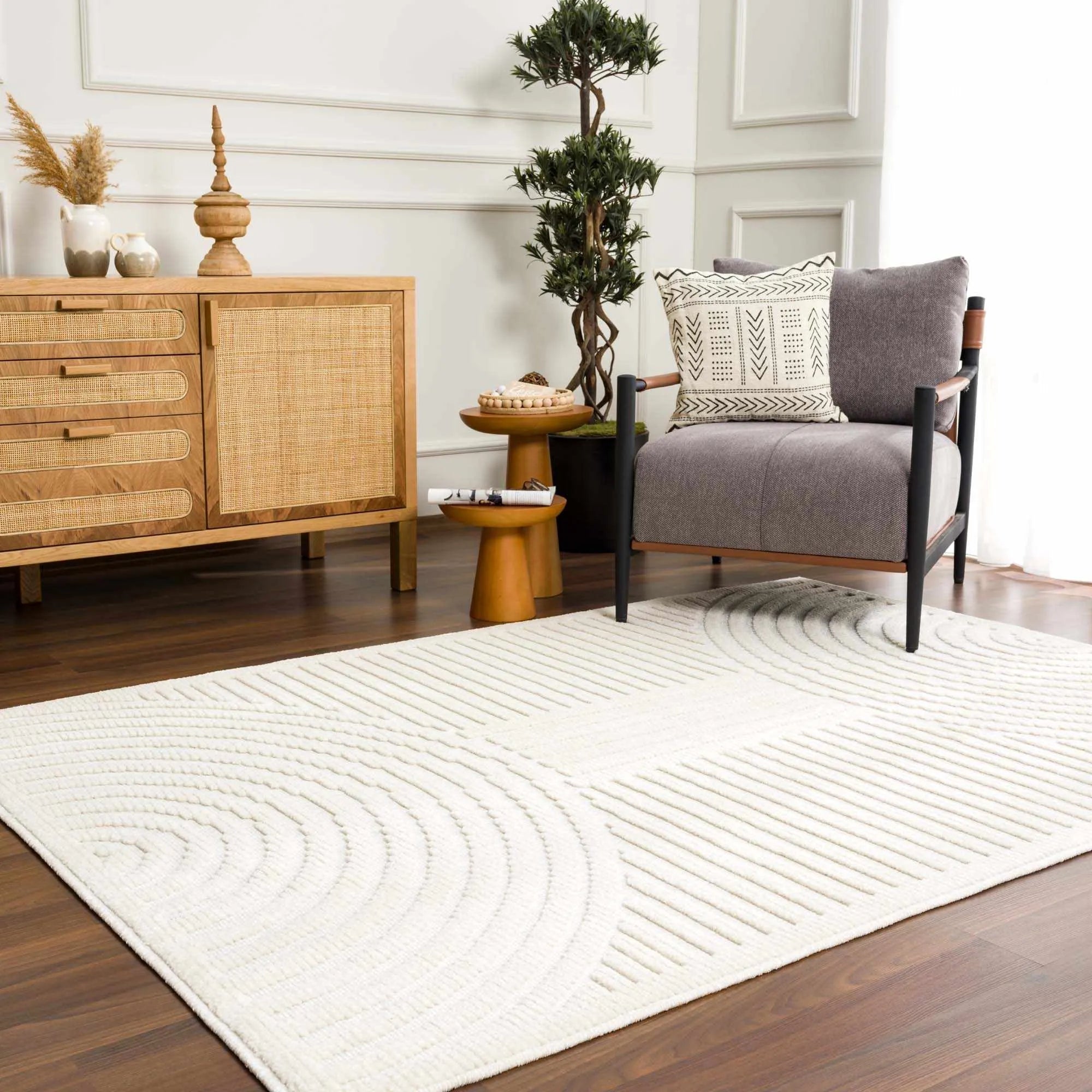 Deron White Washable Area Rug