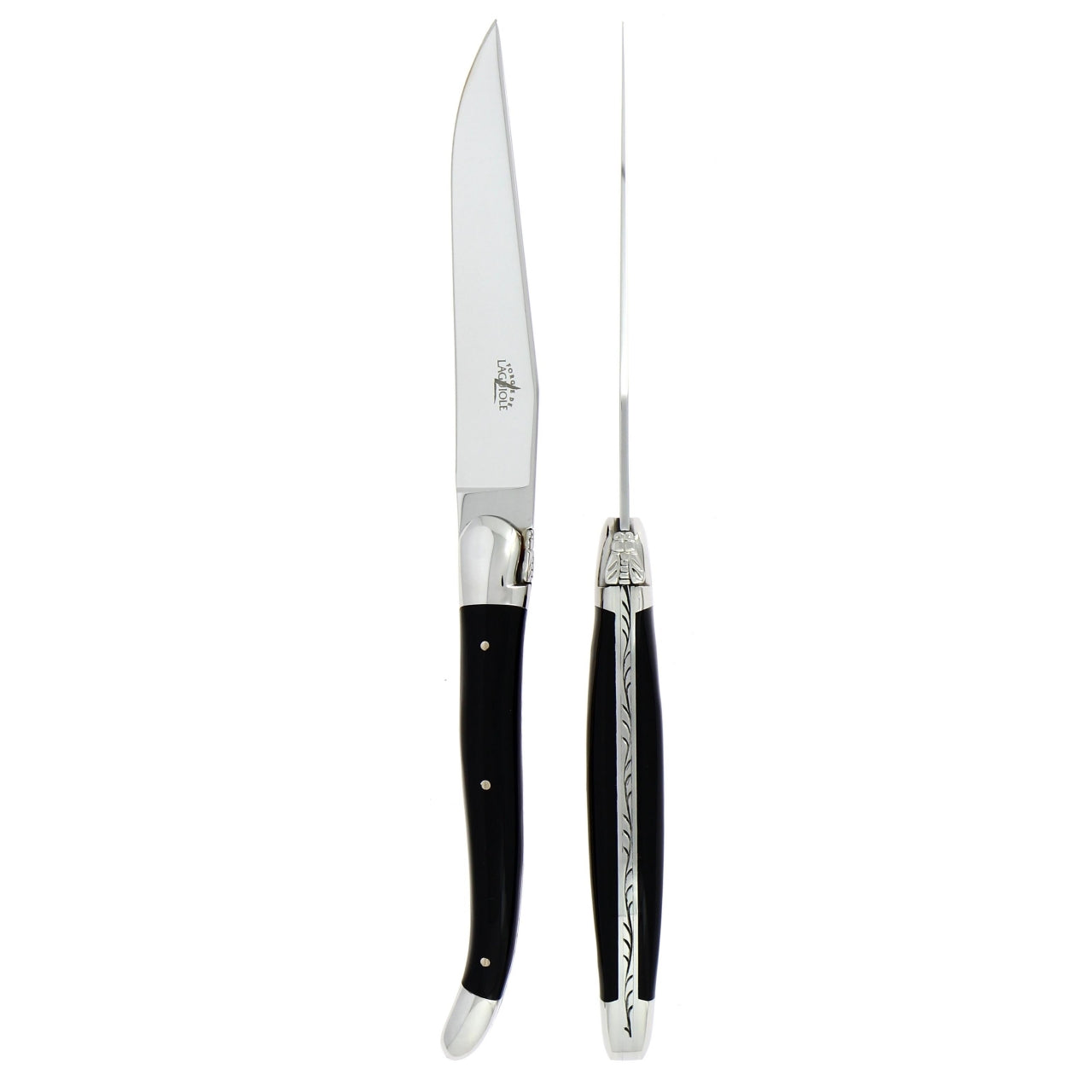 Laguiole 2 Piece Steak Knife Set Black Acrylic Glass