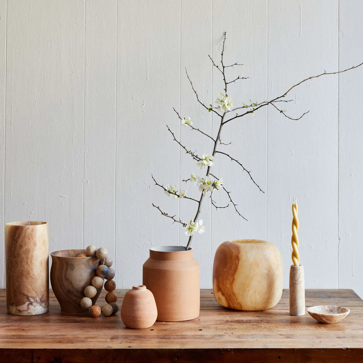 Terra Cotta Bud Vase, Whitewash