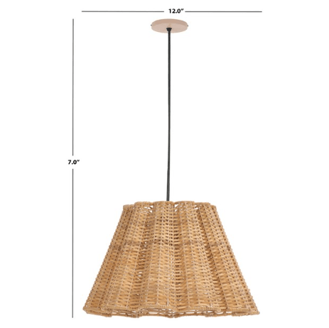 Safavieh Melora Pendant Lighting in Natural with Sleek Metal Canopy