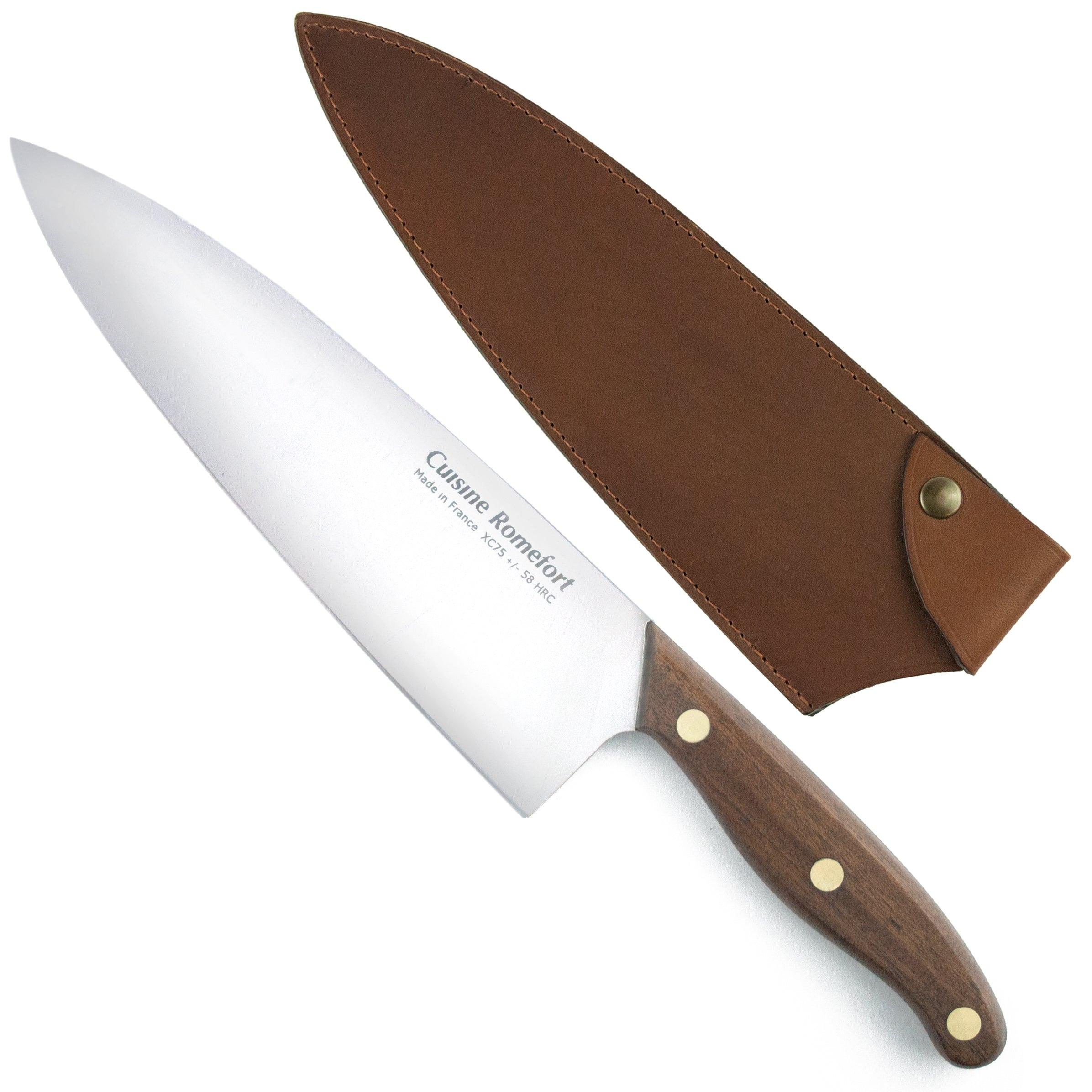 Chef Knife in Carbon Steel with Leather Sheath