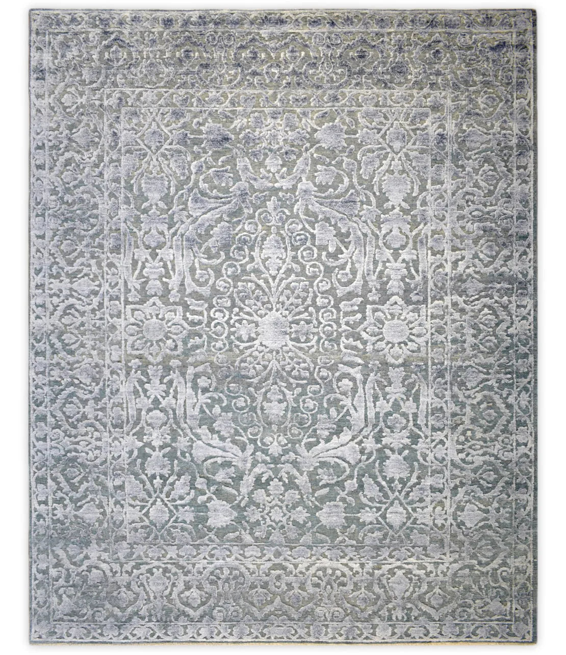 8'x10'  Modern Hand made Hand-spun wool and Handspun Bamboo Silk  Area  Rug  | The Rug Decor | TRD2021810