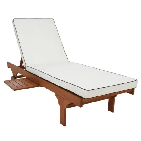 Safavieh Newport Acacia Wood Chaise Lounge Chair in Natural/Beige