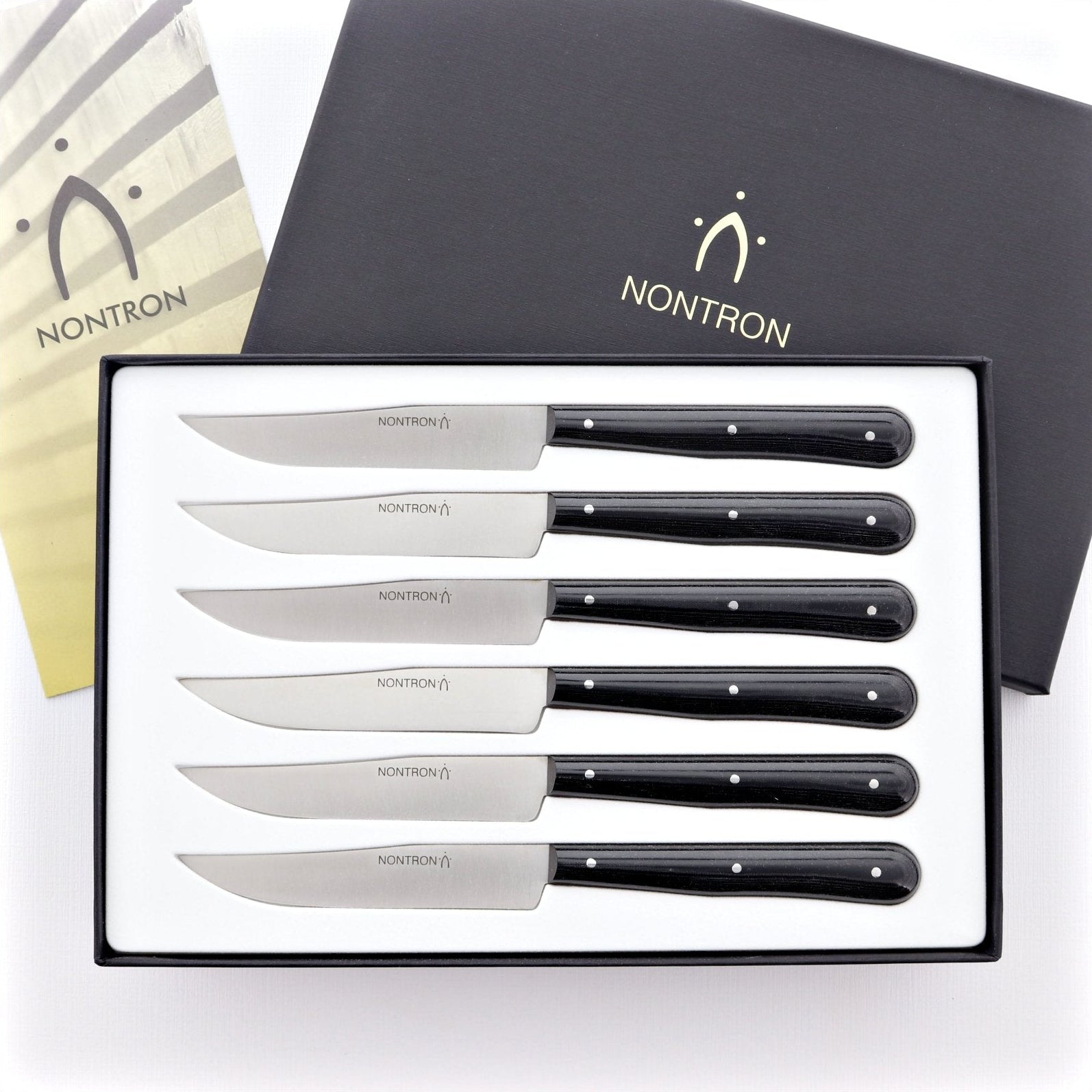 Nontron Steak Knives Black Compressed Fabric