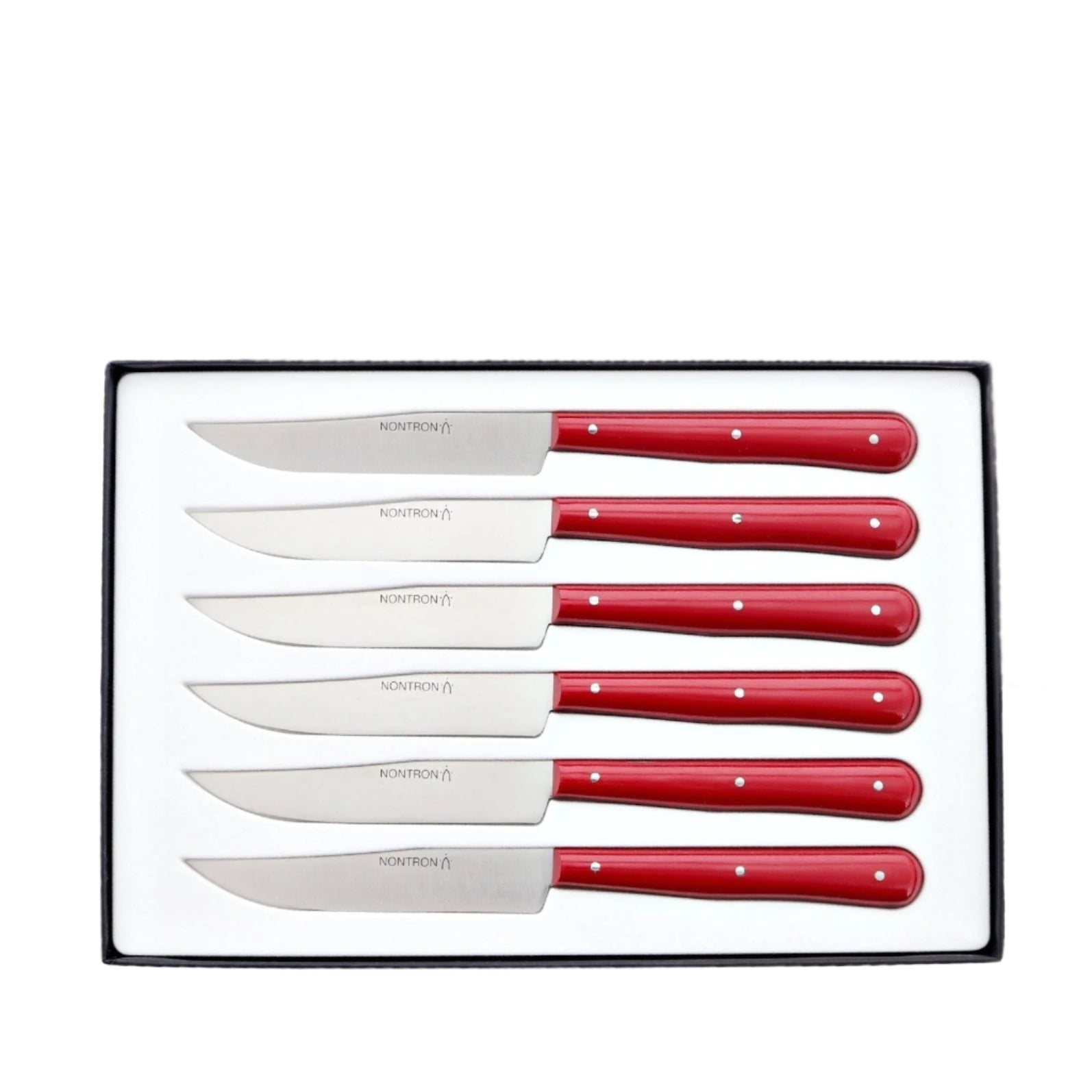 Nontron Steak Knives Red Compressed Fabric