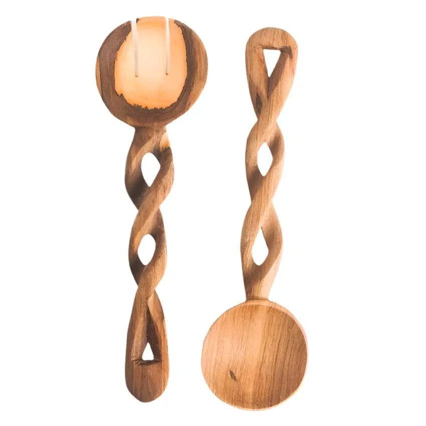 Olive Wood Spiral Servers