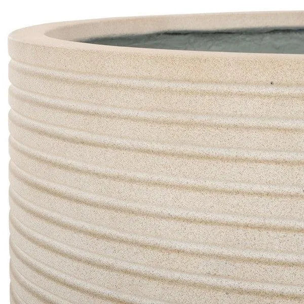 Safavieh Nardo Planter Pot in Beige with Sculpted Horizontal Stripes