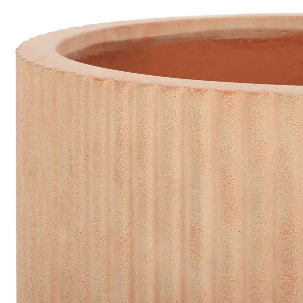 Lucca Terracotta Ficonstone Planter with Vertical Stripes (Set of 2)