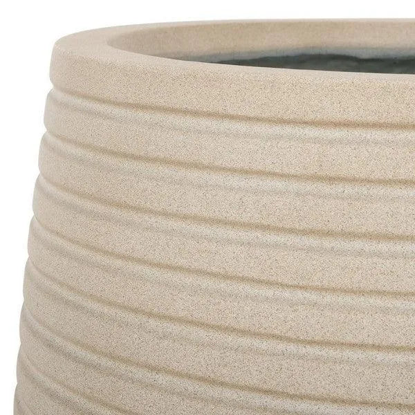 Safavieh Jasper Planter Pot in Beige with Sculpted Horizontal Stripes Set of 2