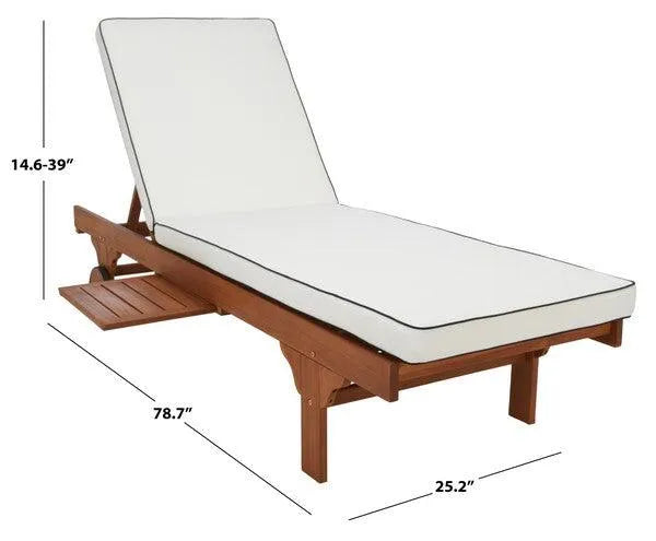 Newport Acacia Wood Chaise Lounge Chair in Natural/Beige