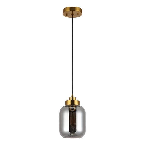 Safavieh Ethyx 6 Inch Smoke Grey-Brass, Glass-Iron Pendant