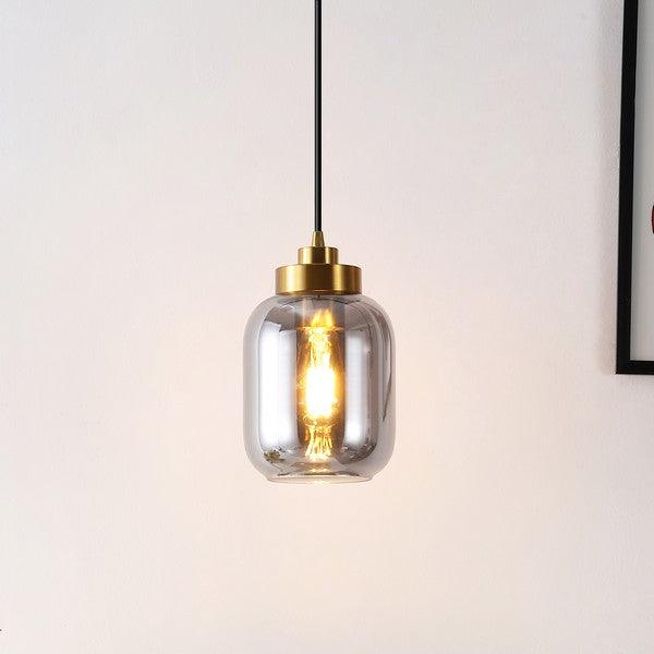 Safavieh Ethyx 6 Inch Smoke Grey-Brass, Glass-Iron Pendant