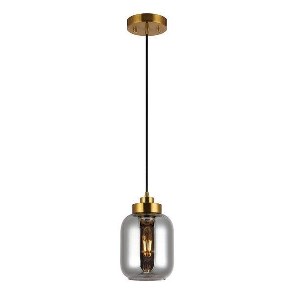 Safavieh Ethyx 6 Inch Smoke Grey-Brass, Glass-Iron Pendant