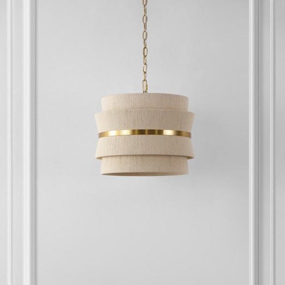 Safavieh Willa Pendant Lighting in Bleached Natural with Brass Band