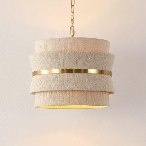 Safavieh Willa Pendant Lighting in Bleached Natural with Brass Band