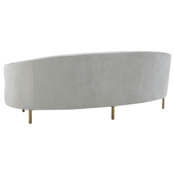 Safavieh Primrose Velvet Curved Sofa in Light Gray with Gold Legs