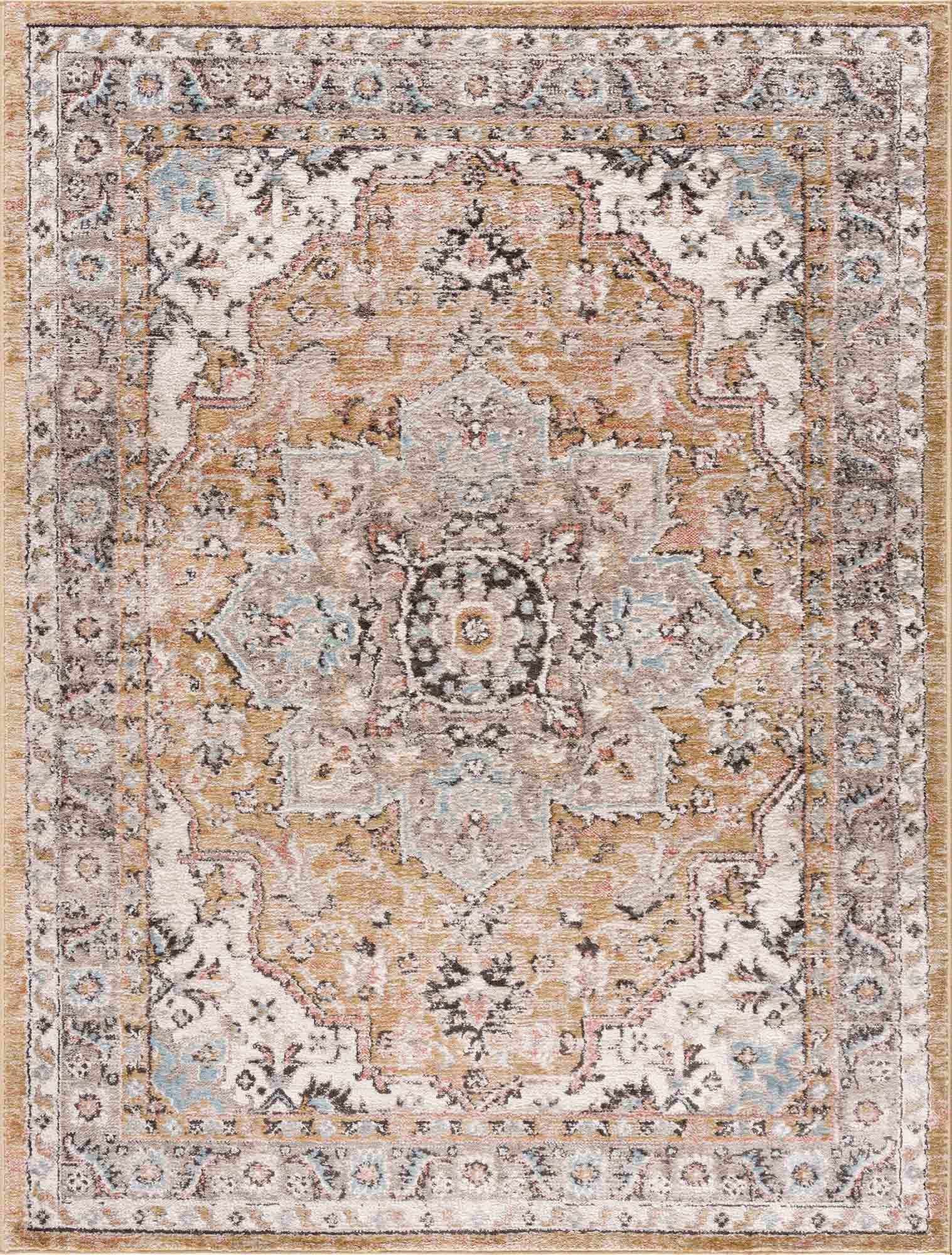 Albie Gold & Beige Polypropylene Area Rug