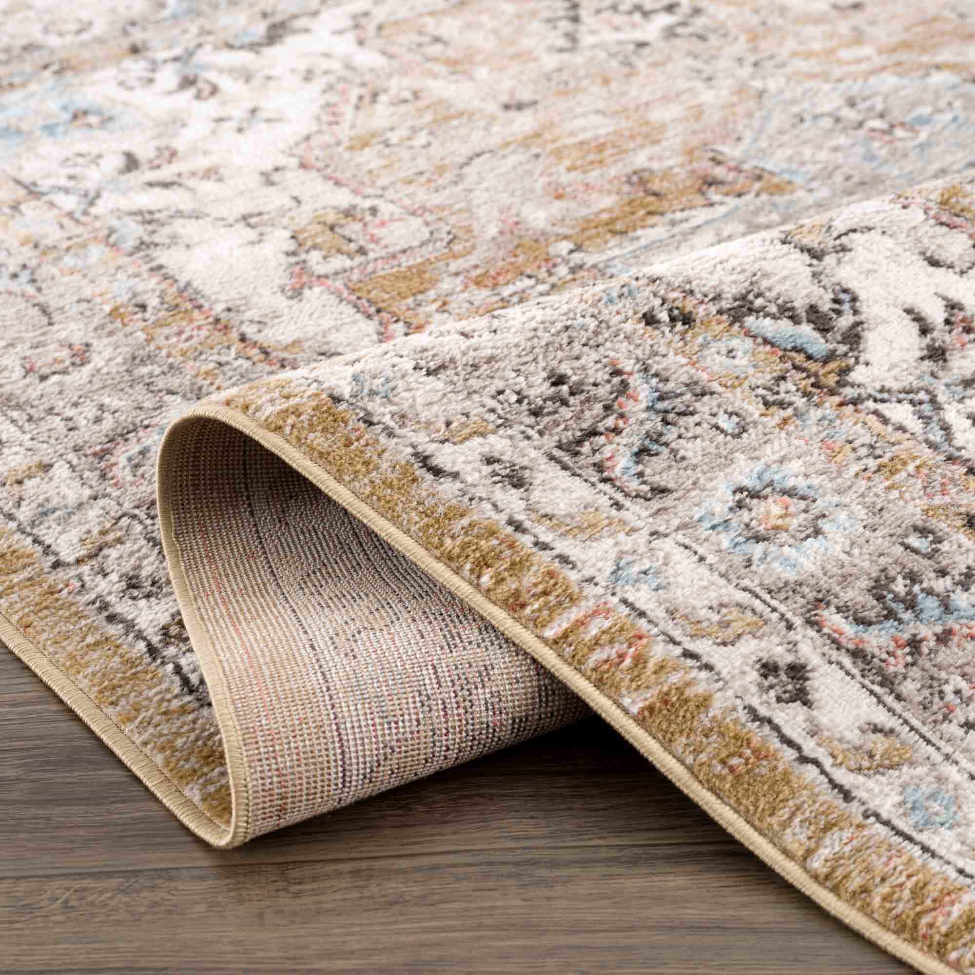 Albie Gold & Beige Polypropylene Area Rug