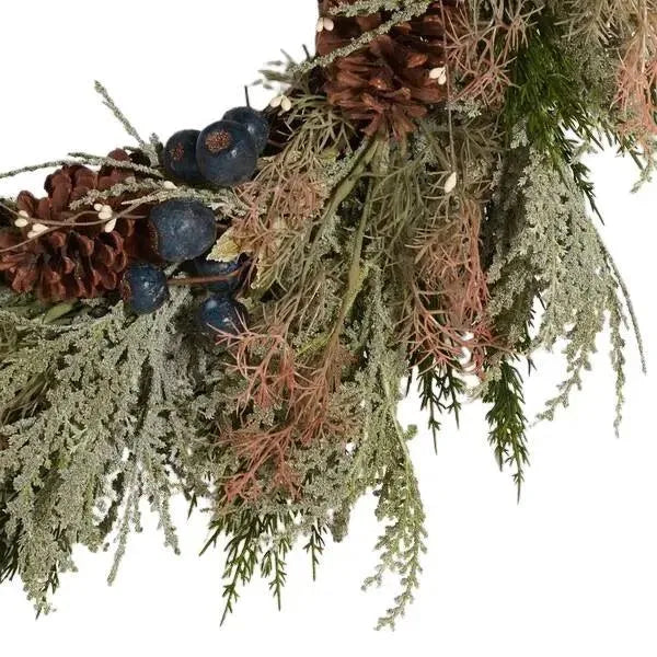 Safavieh Faux 24 Inch Pine Wreath W/ Pine Cones & Blueberries