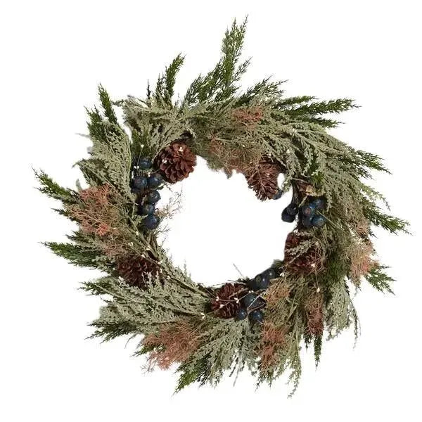 Safavieh Faux 24 Inch Pine Wreath W/ Pine Cones & Blueberries