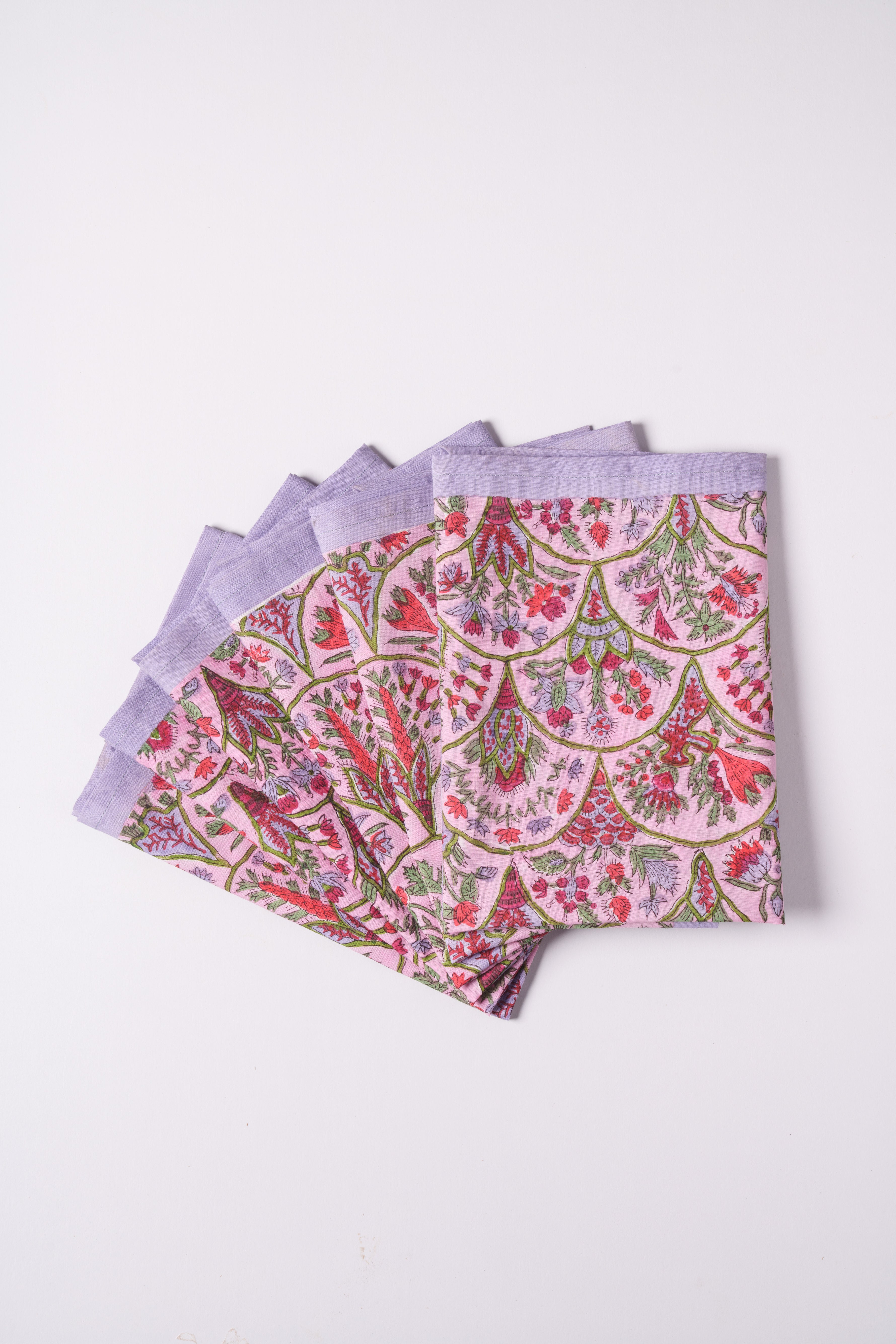 Pink Arch Blockprint Napkins, Set of 4