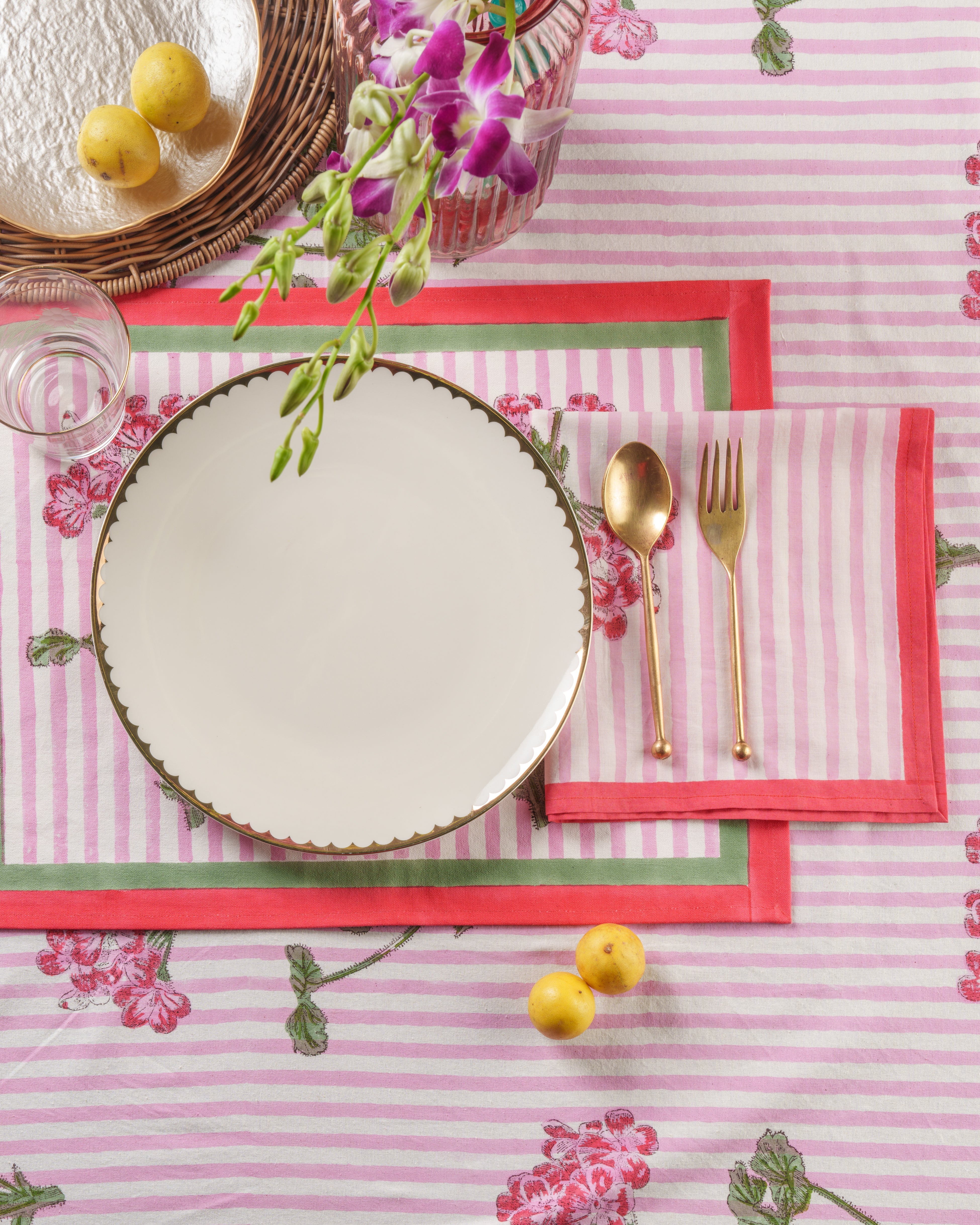 Pink Hydrangea Blockprint Placemat