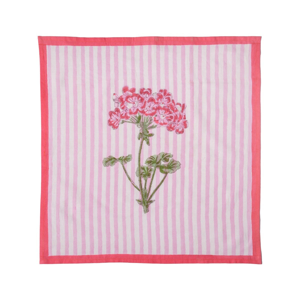 Pink Hydrangea Blockprint Napkins, Set of 4