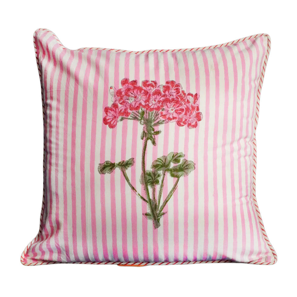 Pink Hydrangea Blockprint Pillow