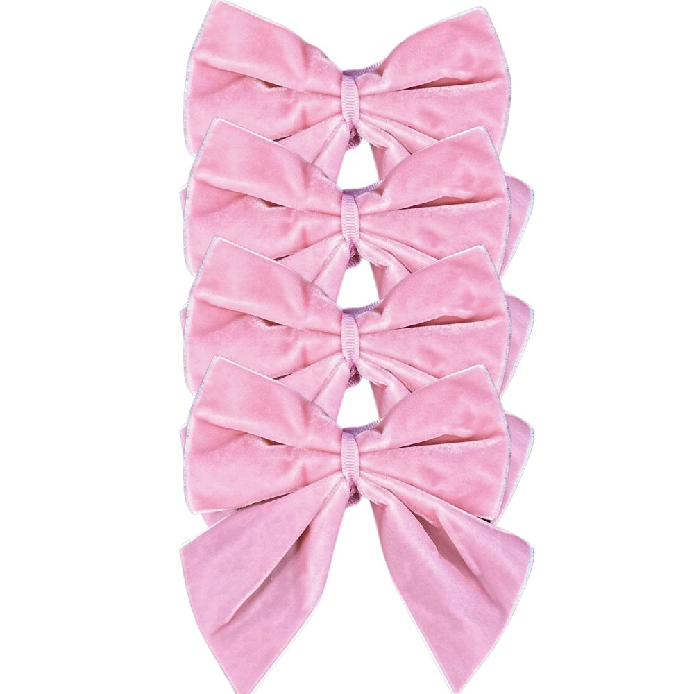 Pink: Velvet Bow Napkin Ties - (Set of 4)