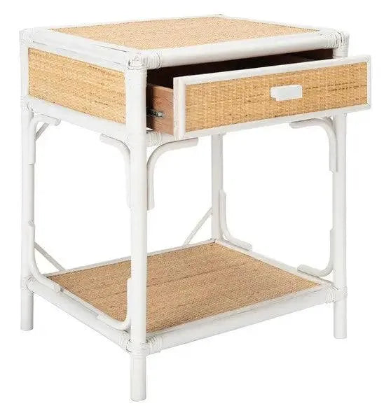 Safavieh Roya White-Natural 1 Drawer 1 Shelf Nightstand