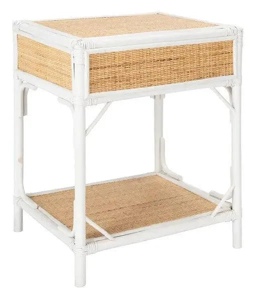 Safavieh Roya White-Natural 1 Drawer 1 Shelf Nightstand