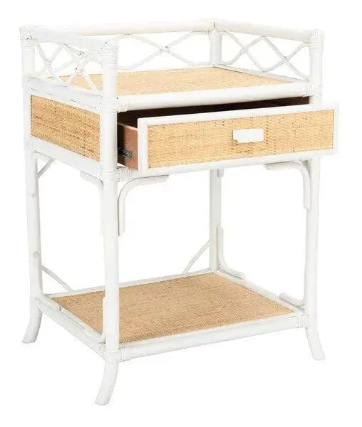 Safavieh Rumi White-Natural 1 Drawer 1 Shelf Nightstand