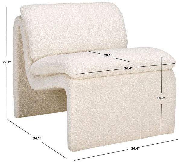 Ainslie Boucle Accent Chair in Ivory with Gentle Curves