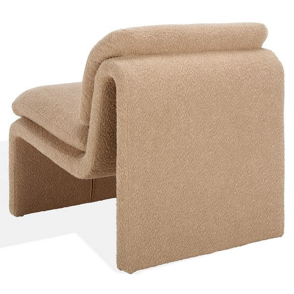 Safavieh Ainslie Boucle Accent Chair in Oatmeal with Curved Back