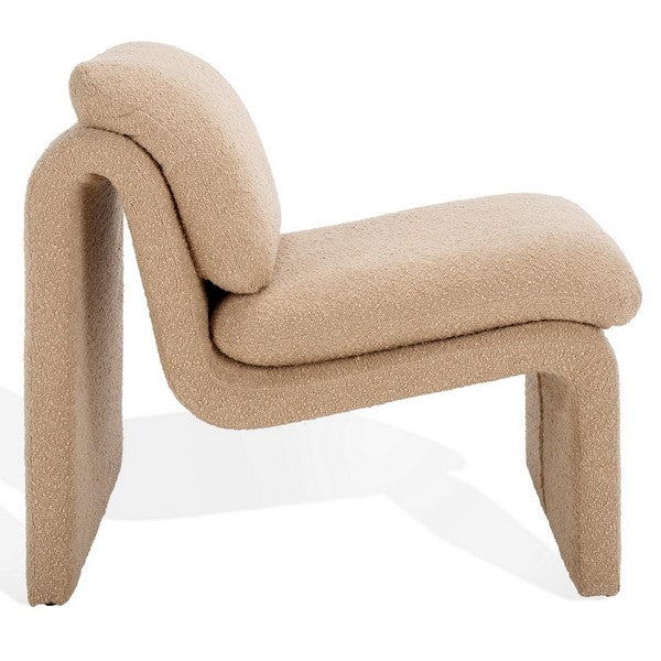 Safavieh Ainslie Boucle Accent Chair in Oatmeal with Curved Back