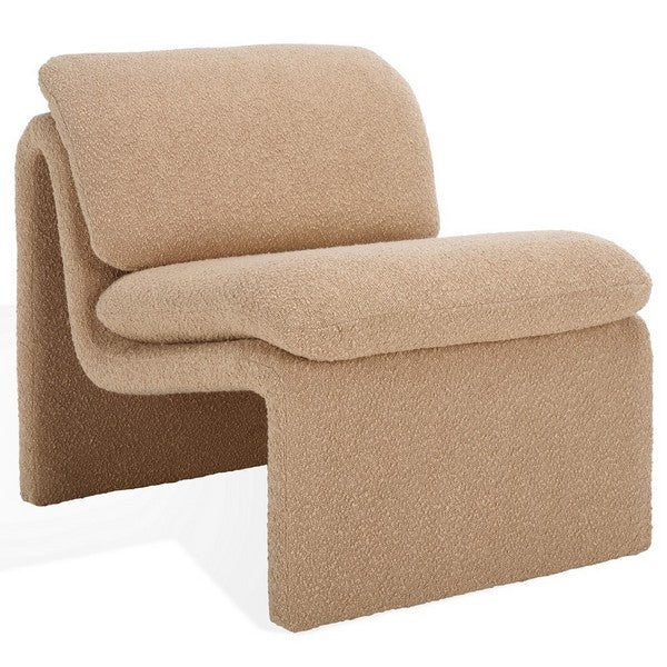 Safavieh Ainslie Boucle Accent Chair in Oatmeal with Curved Back